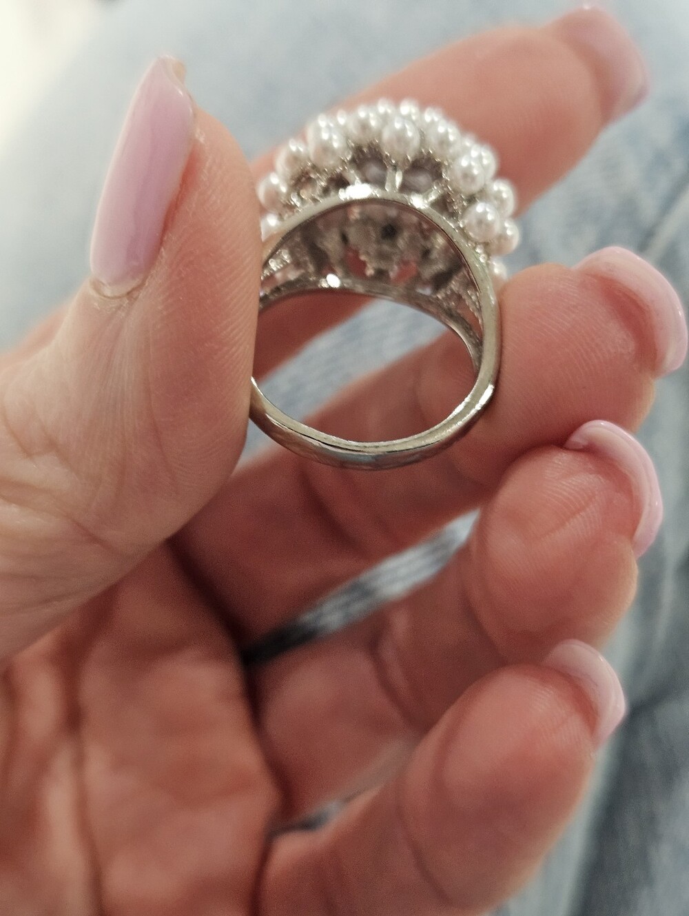 Cluster Pearl Statement Ring - White Pearls - Picture 12 of 16